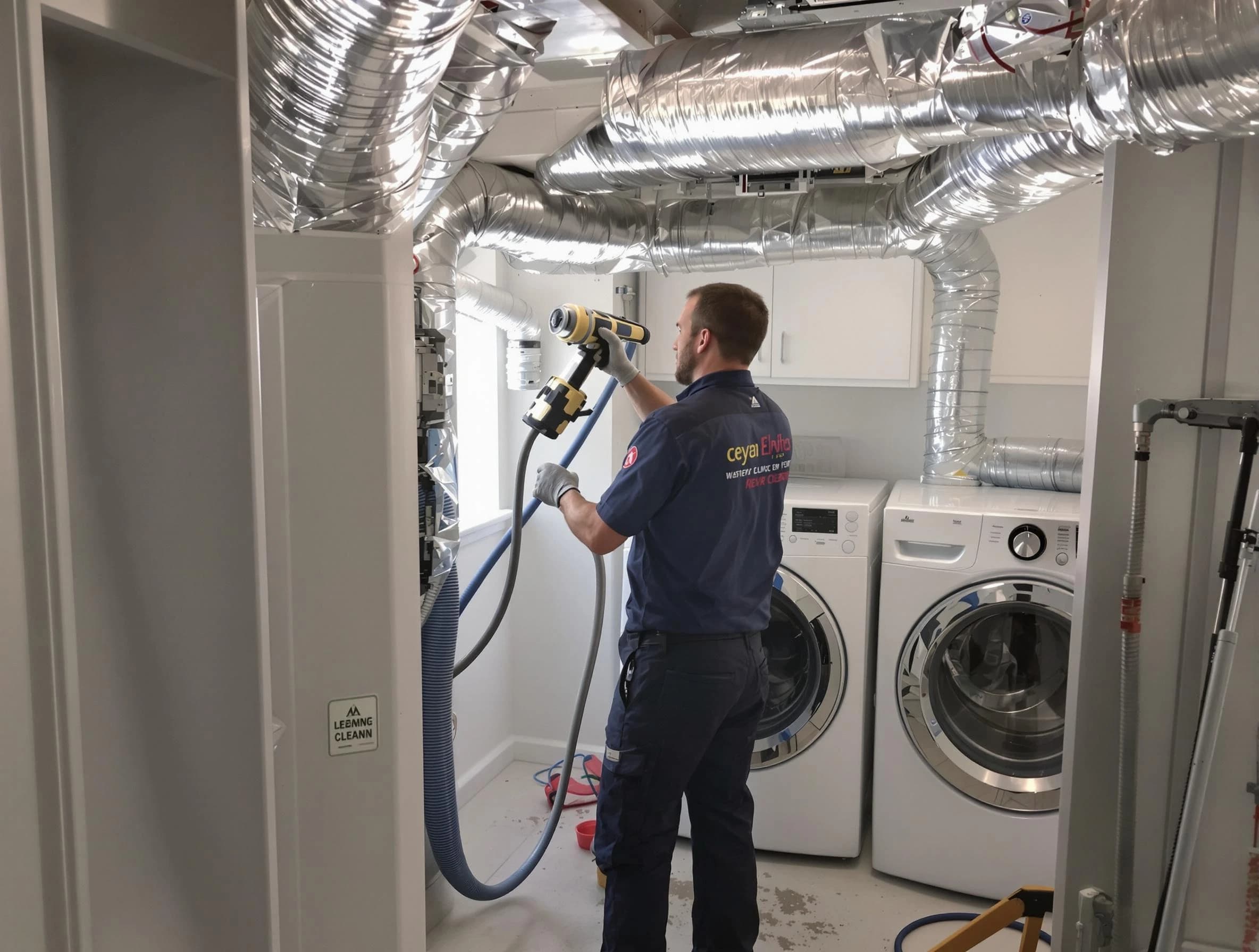 Ambridge Dryer Vent Cleaning specialist using advanced equipment for thorough duct cleaning in Ambridge