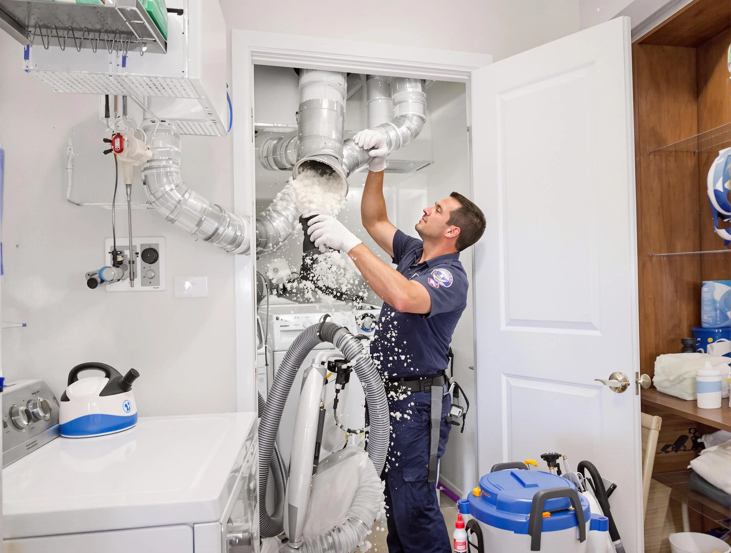 Ambridge Dryer Vent Cleaning technician delivering thorough residential dryer vent cleaning service in Ambridge
